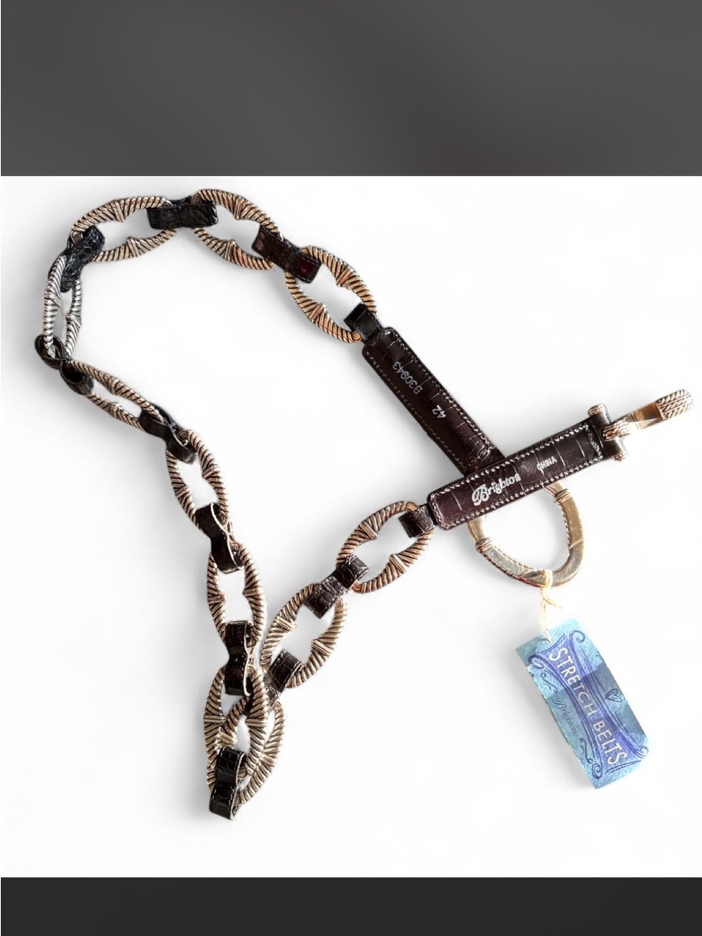 Vintage Brighton Black & Silver Stretch Belt